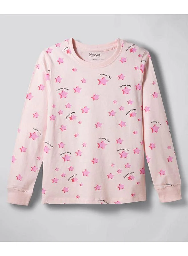 Primo Gino Primo Gino 100% Cotton Knit Full Sleeves Stars Printed Pajama Sets (Pack of 2) - Pink/White