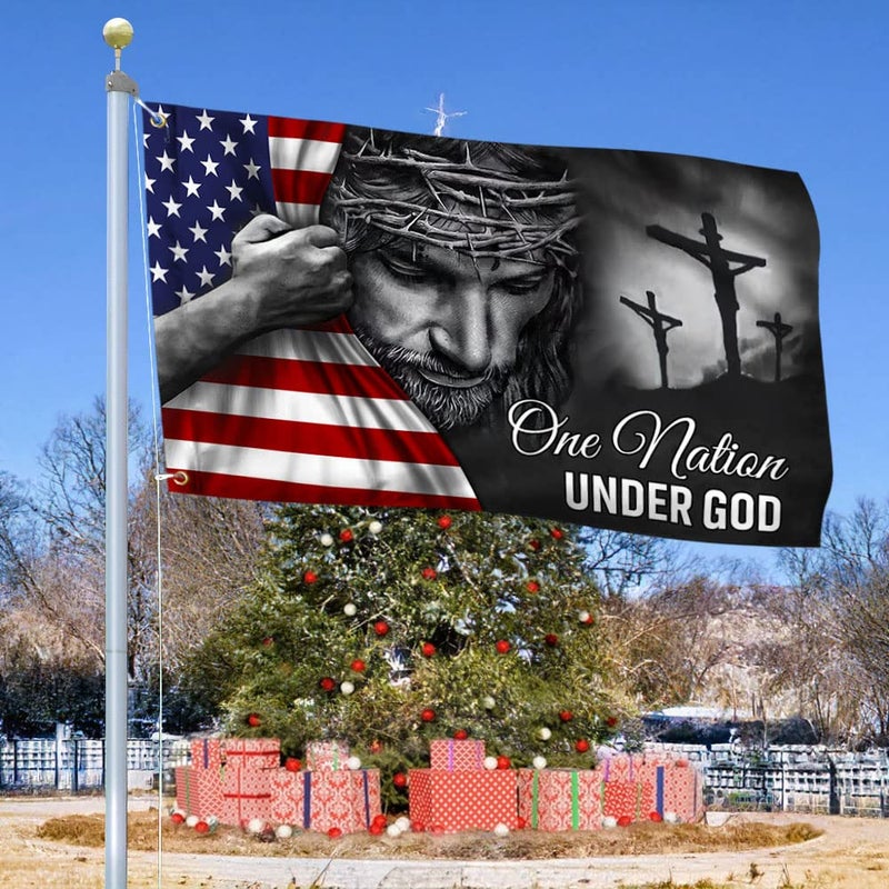 FLAGWIX 3x5 Patriotic American Flags for Outside, One Nation Under God American Jesus Flag - Double Sided, Heavy Duty Canvas, Fade Resistant - Home Decor Indoor, Outdoor Decor Flag with Grommets - Image 4
