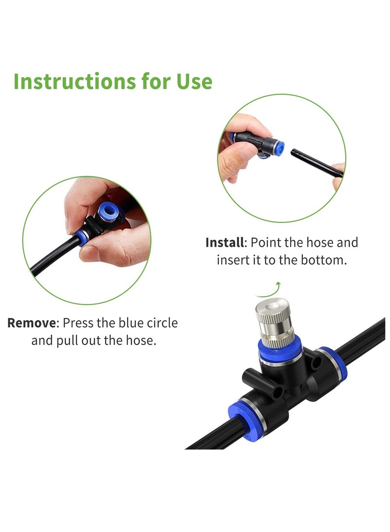SYOSI 10PCS Misting Nozzles Mist Nozzle Tees for 6mm Tubing Orifice Nozzle for Patio Garden Greenhouse Trampoline, and Outdoor Cooling System - Image 3