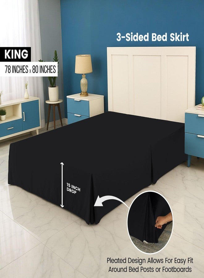 Utopia Bedding King Bed Skirt - Soft Quadruple Pleated Ruffle - Easy Fit with 16 Inch Tailored Drop - Hotel Quality, Shrinkage and Fade Resistant (King, Black) - Image 2