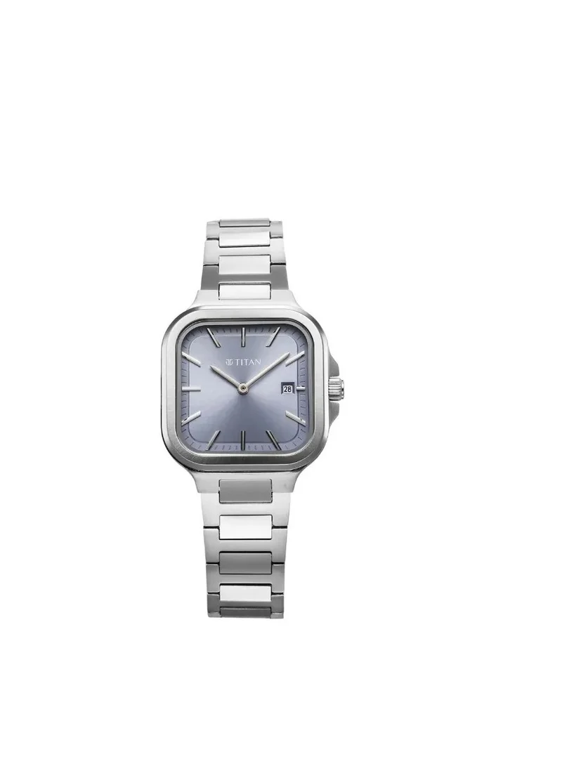 تيتان Titan Slim Square Quartz Analog with Date Blue Dial With Silver Color Stainless Steel Strap Watch For Women