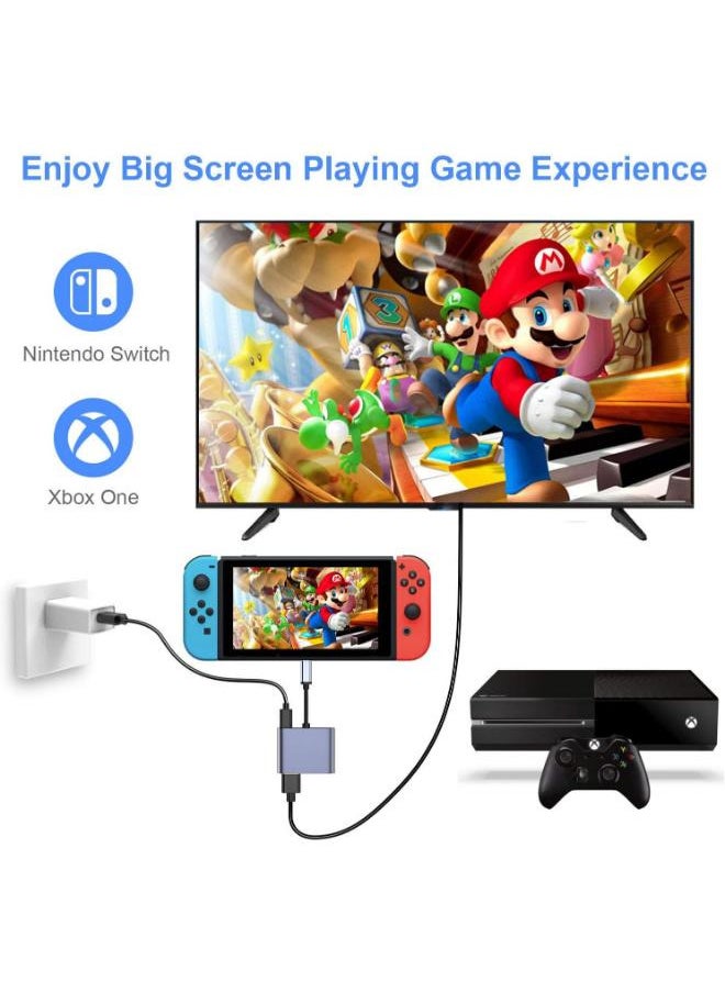 Generic - ElecMoga USB C to VGA HDMI Adapter, 4 in 1 Type C to 4K HDMI/VGA/USB 3.0/USB C PD Charging Multiport Hub Adapter Compatible with Macbook Pro/Air,Nintendo,Dell,HP,Samsung S8/S9,Huawei P30 and More - Image 1