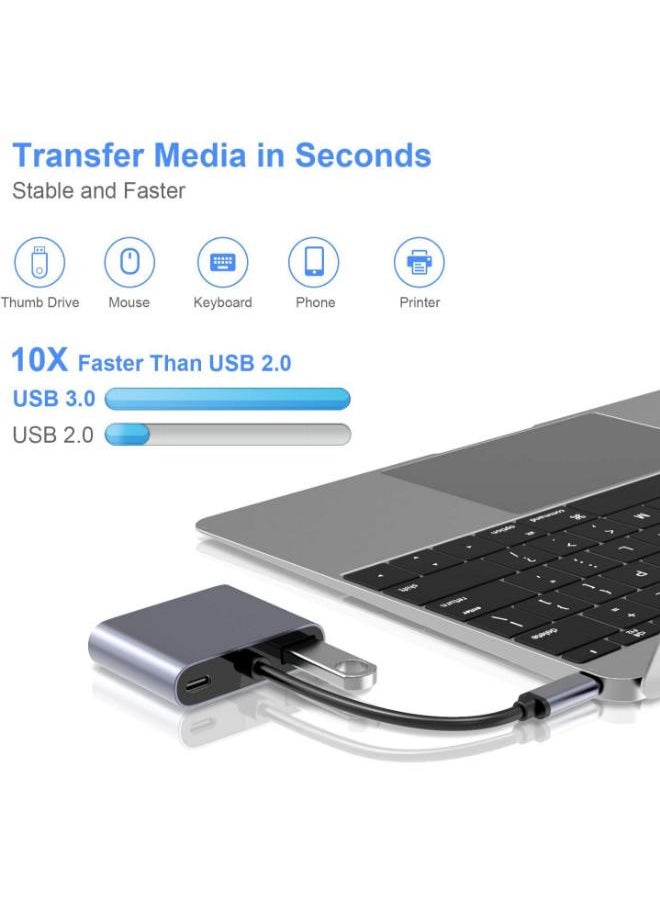 Generic - ElecMoga USB C to VGA HDMI Adapter, 4 in 1 Type C to 4K HDMI/VGA/USB 3.0/USB C PD Charging Multiport Hub Adapter Compatible with Macbook Pro/Air,Nintendo,Dell,HP,Samsung S8/S9,Huawei P30 and More - Image 1