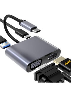 Generic ElecMoga USB C to VGA HDMI Adapter, 4 in 1 Type C to 4K HDMI/VGA/USB 3.0/USB C PD Charging Multiport Hub Adapter Compatible with Macbook Pro/Air,Nintendo,Dell,HP,Samsung S8/S9,Huawei P30 and More  - Image 1