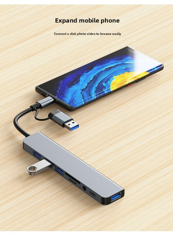 موزع USB 5 في 1، شحن الهاتف، محول الكمبيوتر المحمول من النوع C، موزع توسيع USB، منفذ نقل البيانات، قارئ بطاقة SD/TF - Image 4