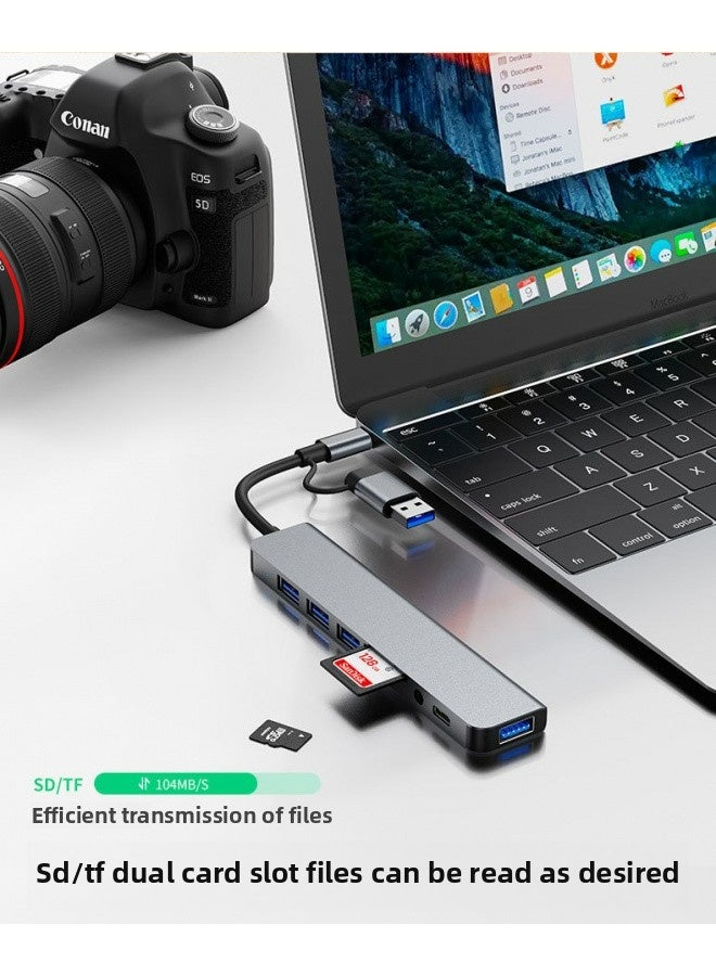 موزع USB 5 في 1، شحن الهاتف، محول الكمبيوتر المحمول من النوع C، موزع توسيع USB، منفذ نقل البيانات، قارئ بطاقة SD/TF - Image 3