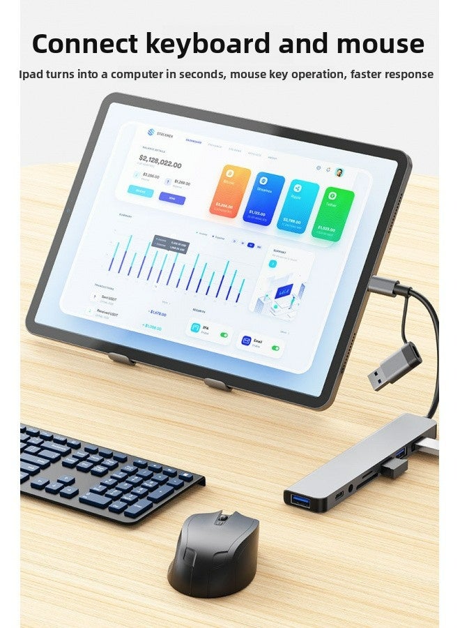 موزع USB 5 في 1، شحن الهاتف، محول الكمبيوتر المحمول من النوع C، موزع توسيع USB، منفذ نقل البيانات، قارئ بطاقة SD/TF - Image 2