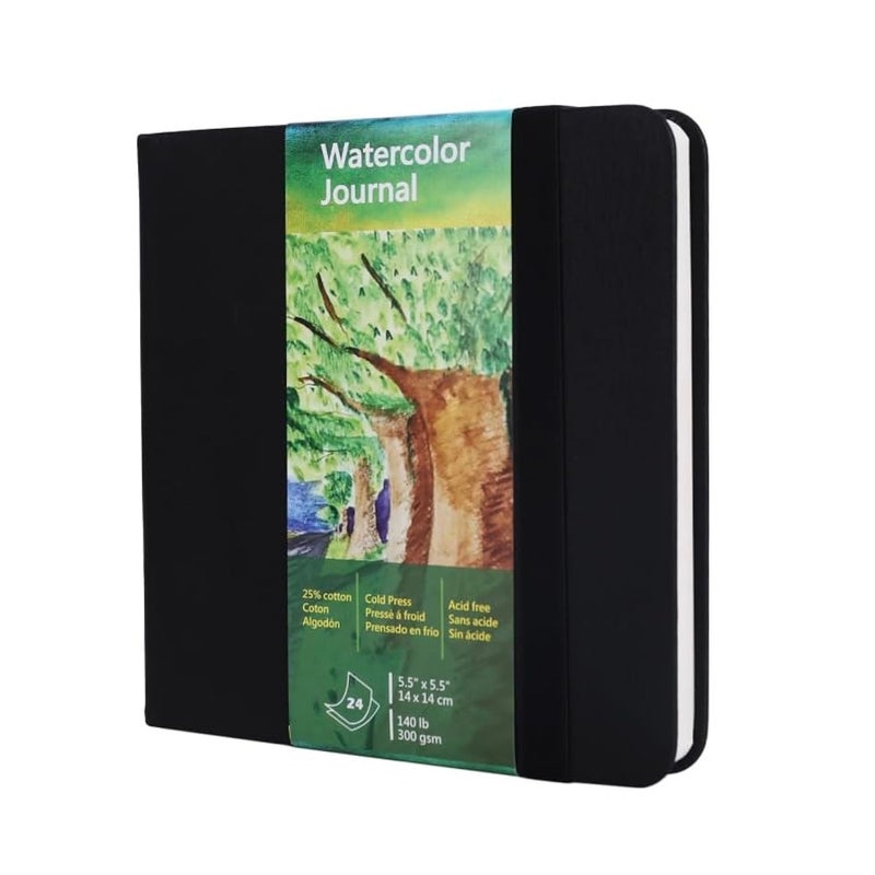 tumuarta Square Watercolor Journal,140 LB,300 GSM,5.5X5.5", Cotton Paper,Cold Press,24 Sheets, Watercolor Paper Sketchbooks for Use As Travel Notebook and Mixed Media Pad - Image 1
