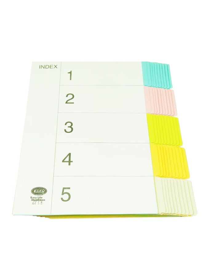 elifo Yili Feng, Page Separators, Index Dividers, Classification Paper, Index Paper, Loose-leaf Paper, Paper Plastic Digital English Three-hole Binder Specific, 5 Colors Page Separators 50 Sheets 1 Pack - Image 4