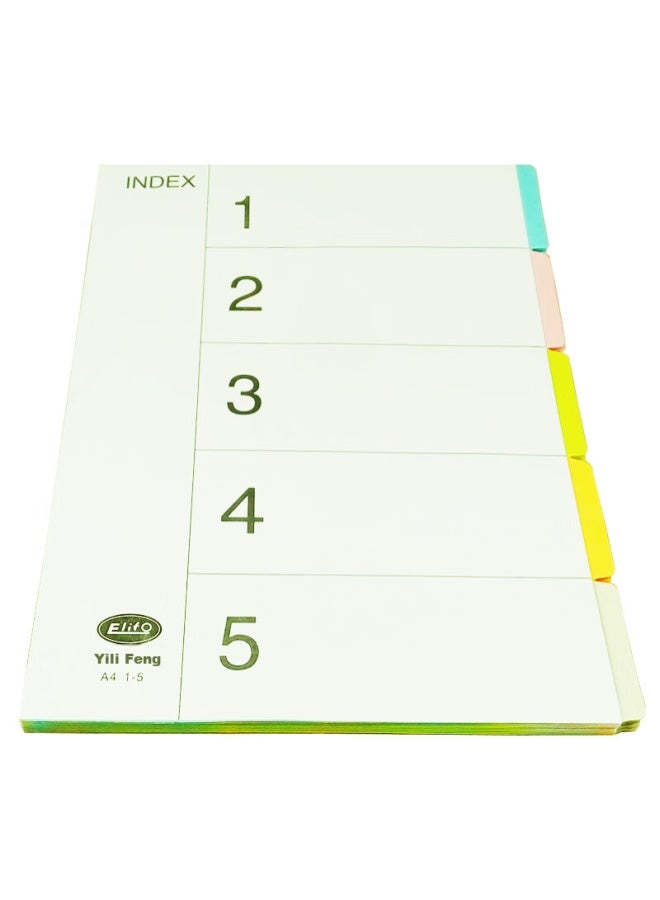 elifo Yili Feng, Page Separators, Index Dividers, Classification Paper, Index Paper, Loose-leaf Paper, Paper Plastic Digital English Three-hole Binder Specific, 5 Colors Page Separators 50 Sheets 1 Pack - Image 2