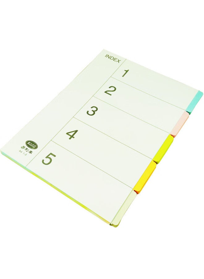elifo Yili Feng, Page Separators, Index Dividers, Classification Paper, Index Paper, Loose-leaf Paper, Paper Plastic Digital English Three-hole Binder Specific, 5 Colors Page Separators 50 Sheets 1 Pack - Image 3