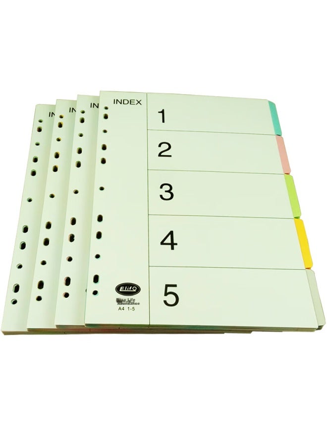 elifo Yili Feng, Page Separators, Index Dividers, Classification Paper, Index Paper, Loose-leaf Paper, Paper Plastic Digital English Three-hole Binder Specific, 5 Colors Page Separators 50 Sheets 1 Pack - Image 5