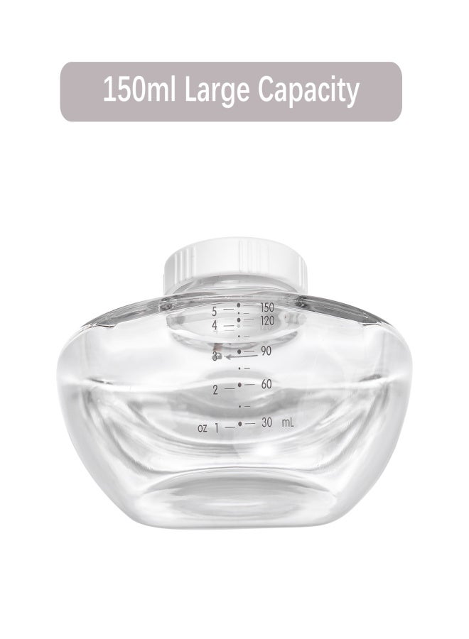 هوريجن ملحق بديل لمضخة الثدي الكهربائية، يتضمن 3 قطع من جامعات الحليب سعة 150 مل + أغطية، مصنوع من مادة البولي بروبيلين الآمنة غذائيًا، لمضخة الثدي القابلة للارتداء XN/MD-2267A - Image 4