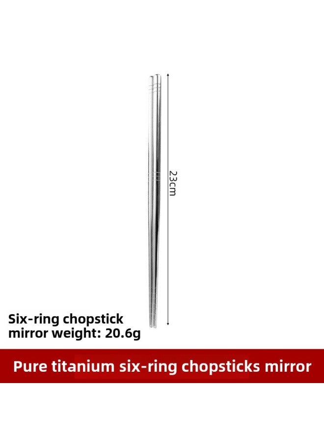 Ultra-Lightweight Pure Titanium Outdoor Dining Set Camping Spoon Fork Chopsticks Kit Picnic Travel Hiking Portable Cutlery Set-Specifications:Six-ring Chopsticks Mirror - Image 1