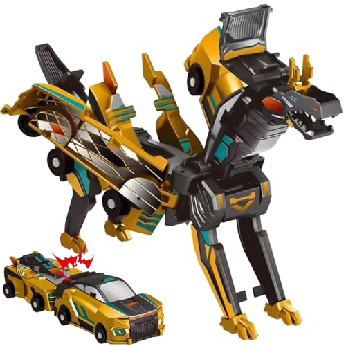 liluwushe 2in1 Collision Transformation Dinosaur Car Toy Magnetic Cars Convertible Robot ToysDinosaurToys for Kids 312 Ideal Christmas Birthday Gift for BoysGolden - Image 1