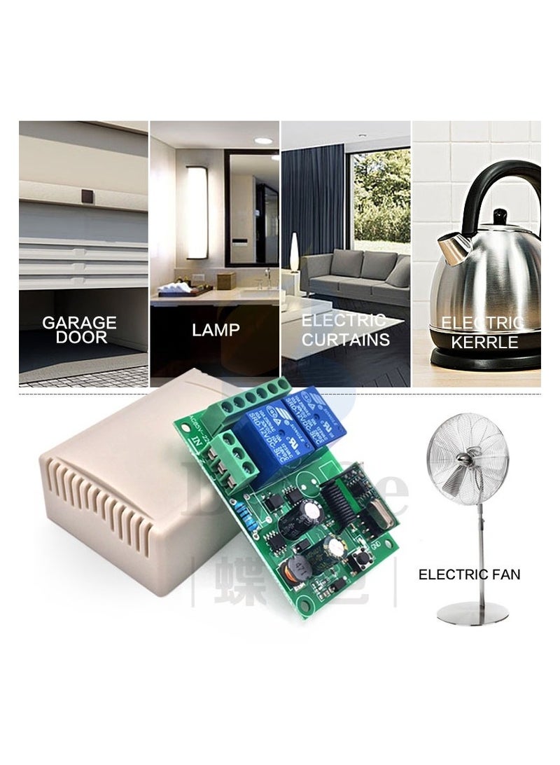 433 ميجا هرتز العالمي للتحكم عن بعد التبديل التيار المتناوب 110 فولت 220 فولت 10A 2CH rf التتابع استقبال والارسال للتحكم في بوابة المرآب - Image 5