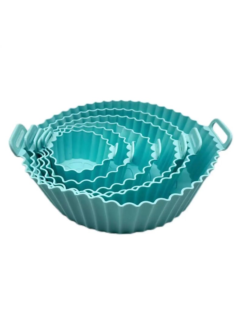 KRIVIYA Kriviya Kitchen 6 Pcs Round Reusable NonStick air Fryer Accessories Silicone Coating Pot BasketMulticolor  - Image 3