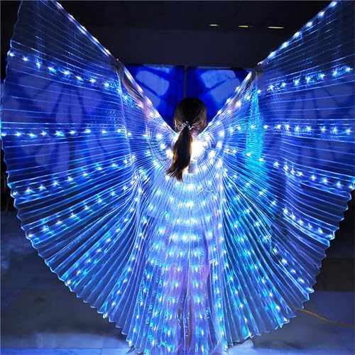 Kaskamo LED Belly Dance Costume - Sparkle and Shine Light Up LED IsIs Wings for Women Adults- Stunning Carnival Rave Attire for Christmas Halloween Party (White) - Image 5