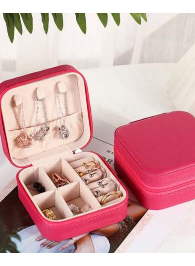 Small Leather Jewelry Box Easy Carry Jewelry Ring Organizer Gift Box for Girls Women - Jewelry Case Box Makeup Cosmetic Organizer for Women - Holder for Necklaces Earrings Bracelets Rings Accessories Organizer, Jewelry Box for Earrings Bracelets Rings Necklaces Storage Jewelry Box Organizer Jewelry Box Case for Accessories Makeup, Accessories Organizer Gold Silver Accessories Organizer - Small Travel Jewelry Box PU Leather Bag Organizer Portable Display for Women for Necklaces Earrings Rings Accessories  - Image 2