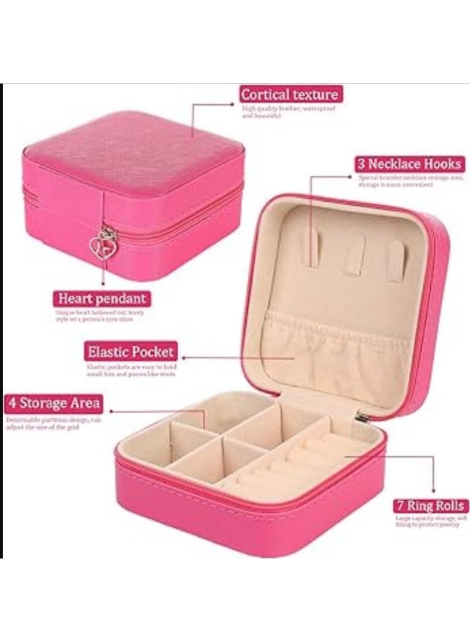 Small Leather Jewelry Box Easy Carry Jewelry Ring Organizer Gift Box for Girls Women - Jewelry Case Box Makeup Cosmetic Organizer for Women - Holder for Necklaces Earrings Bracelets Rings Accessories Organizer, Jewelry Box for Earrings Bracelets Rings Necklaces Storage Jewelry Box Organizer Jewelry Box Case for Accessories Makeup, Accessories Organizer Gold Silver Accessories Organizer - Small Travel Jewelry Box PU Leather Bag Organizer Portable Display for Women for Necklaces Earrings Rings Accessories  - Image 1