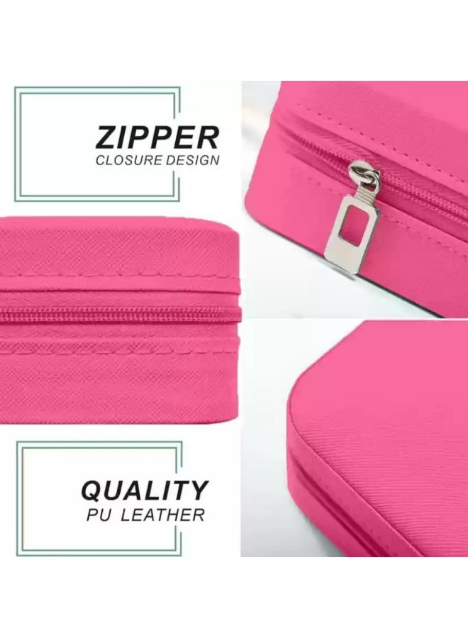 Small Leather Jewelry Box Easy Carry Jewelry Ring Organizer Gift Box for Girls Women - Jewelry Case Box Makeup Cosmetic Organizer for Women - Holder for Necklaces Earrings Bracelets Rings Accessories Organizer, Jewelry Box for Earrings Bracelets Rings Necklaces Storage Jewelry Box Organizer Jewelry Box Case for Accessories Makeup, Accessories Organizer Gold Silver Accessories Organizer - Small Travel Jewelry Box PU Leather Bag Organizer Portable Display for Women for Necklaces Earrings Rings Accessories  - Image 5