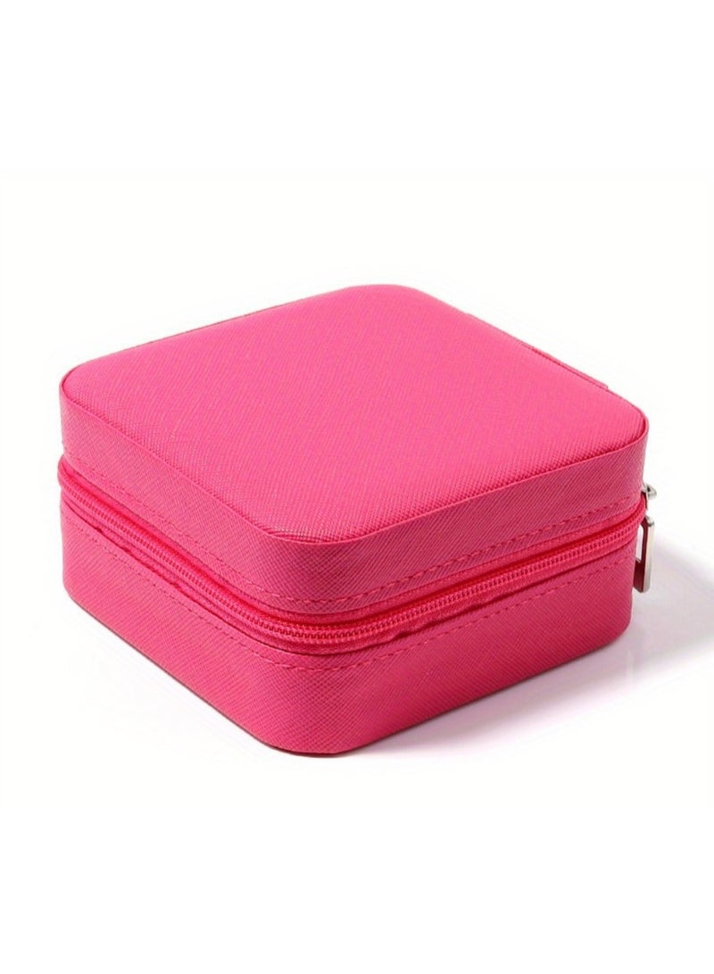 Small Leather Jewelry Box Easy Carry Jewelry Ring Organizer Gift Box for Girls Women - Jewelry Case Box Makeup Cosmetic Organizer for Women - Holder for Necklaces Earrings Bracelets Rings Accessories Organizer, Jewelry Box for Earrings Bracelets Rings Necklaces Storage Jewelry Box Organizer Jewelry Box Case for Accessories Makeup, Accessories Organizer Gold Silver Accessories Organizer - Small Travel Jewelry Box PU Leather Bag Organizer Portable Display for Women for Necklaces Earrings Rings Accessories  - Image 3