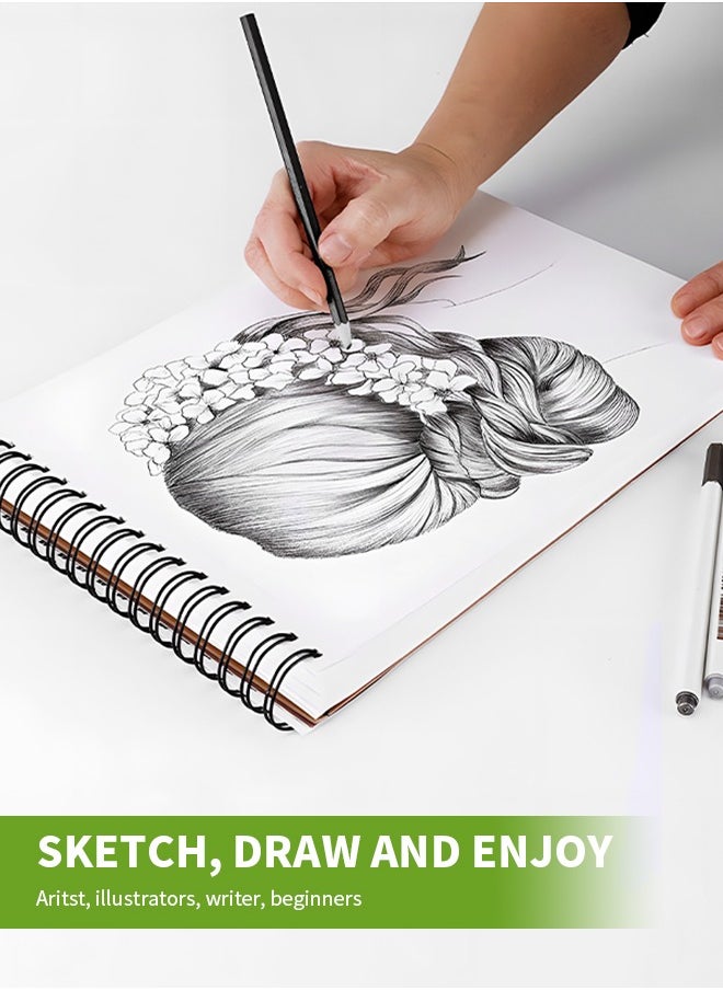 ماركة غير محددة - دفتر رسم، دفتر رسم 100 ورقة من ورق عالي الجودة خالٍ من الأحماض 100 جرام/68 رطل عالي الوزن مناسب لطلاب الفنون والفنانين والمصممين - Image 1