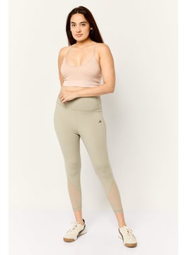 Adidas Women Sportswear Fit Brand Logo Outdoor Tights, Light Olive  - Image 2