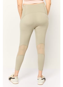 Adidas Women Sportswear Fit Brand Logo Outdoor Tights, Light Olive  - Image 4