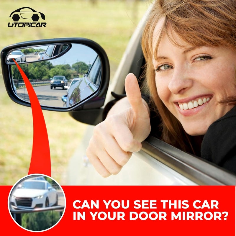 Utopicar Long Blind Spot Car Mirror Aesthetic Convex Mirrors 5.3” x 1.3” - Side Mirror Engineered Design - Up & Down Adjustable - Blind Spot Rear View Mirrors for Car (2-Pack) - Image 4