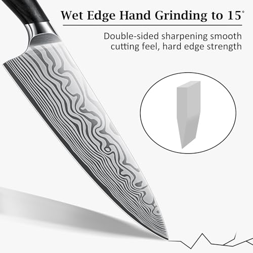 HOSHANHO 8 Inch Chef Knife, Ultra Sharp High Carbon Powder Steel Kitchen Knife, Professional Japanese Chef's Knife with Ergonomic Pakkawood Handle - Image 3