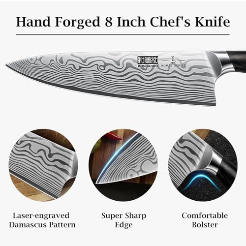 HOSHANHO 8 Inch Chef Knife, Ultra Sharp High Carbon Powder Steel Kitchen Knife, Professional Japanese Chef's Knife with Ergonomic Pakkawood Handle - Image 2