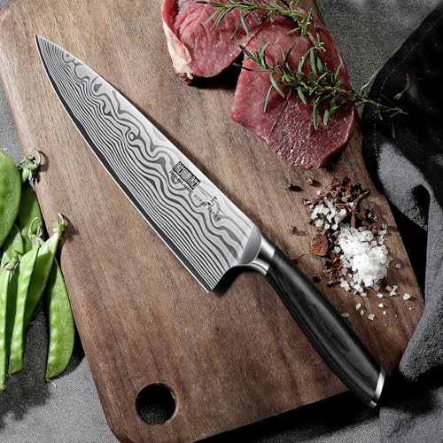 HOSHANHO 8 Inch Chef Knife, Ultra Sharp High Carbon Powder Steel Kitchen Knife, Professional Japanese Chef's Knife with Ergonomic Pakkawood Handle - Image 5