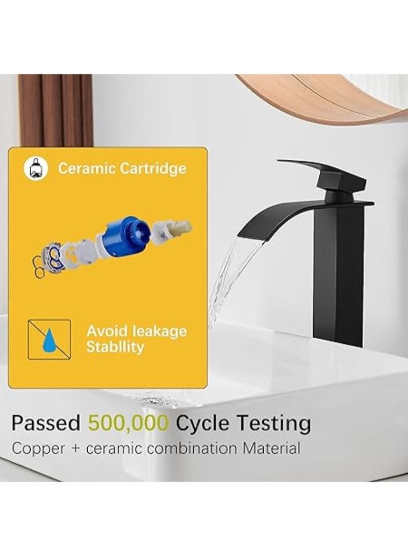 Basin Tap | High Arc | Tall Basin Mixer tap | Commercial 1-Hole | Brass Single Lever | Deck Mounted (MATT BLACK) - Image 2