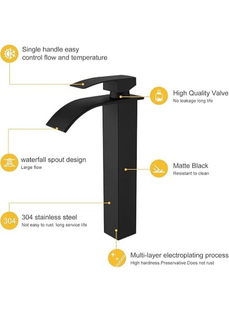 Basin Tap | High Arc | Tall Basin Mixer tap | Commercial 1-Hole | Brass Single Lever | Deck Mounted (MATT BLACK) - Image 5