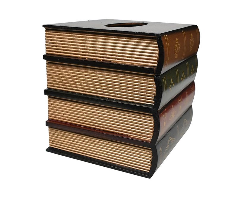 JFFCESTORE Hand-Made Retro Wooden Antique Book Tissue Box Cover Square Tissue Holder Dispenser Paper Cover Case Napkin Holder Home Decor for Bathroom Living Room Office car Kitchen (Dark Green) - Image 5