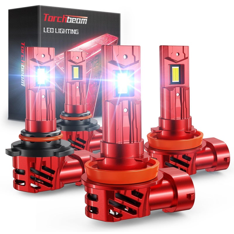 Torchbeam 2026 Upgrade 9005 H11 Bulbs Cambo 90000LM Brightness With Extra Wide View, Canbus Ready 6500K 9005 H11 Fog Lamps 80000+ Hours Wireless Easy Installation, Pack of 4