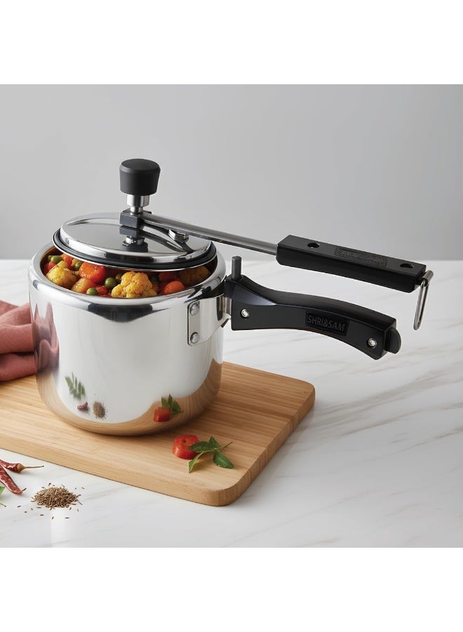 Shri & Sam Stainless Steel Pressure Cooker, 3 Litre, Mirror Finish, Inner Lid Design, Gas and Induction Compatible - Image 2