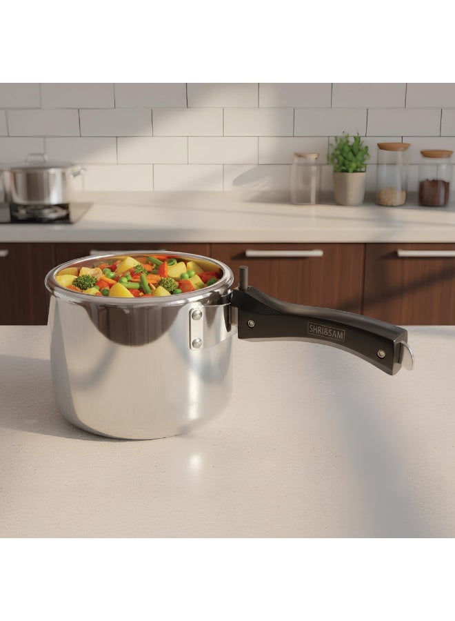 Shri & Sam Stainless Steel Pressure Cooker, 3 Litre, Mirror Finish, Inner Lid Design, Gas and Induction Compatible - Image 3