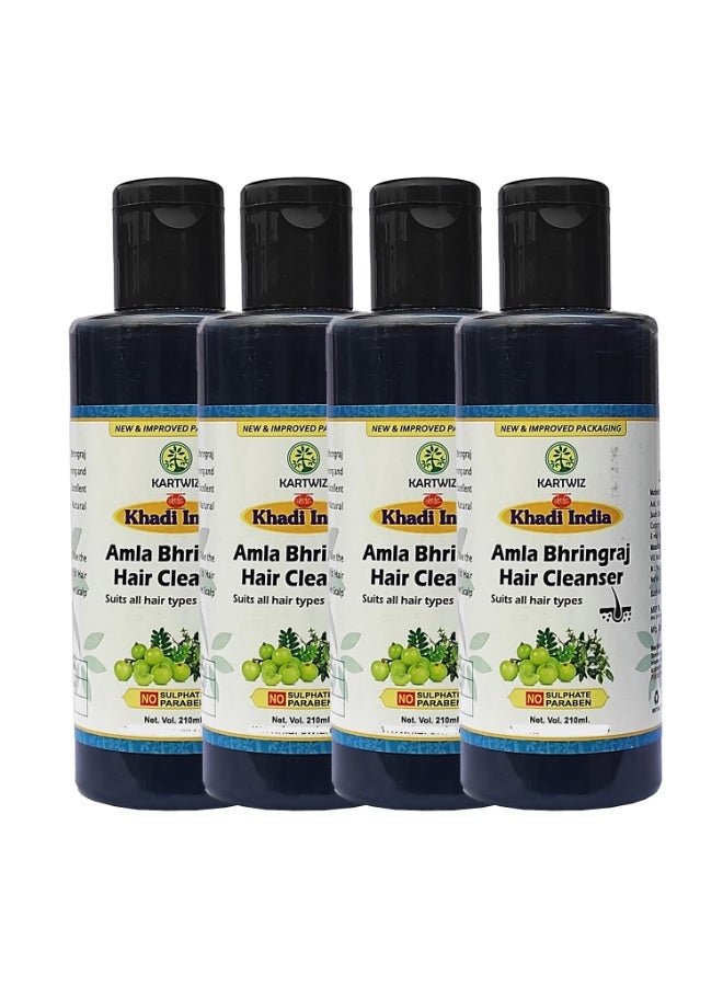 KARTWIZ Amla and Bhringraj Hair Cleanser|Shampoo (840 ml)(4 pack,210 ml each) - Image 1