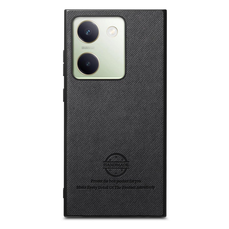 HuHa Case Cover For vivo Y300+ Twill Fabric Leather Skin Back Phone Case(Black) - Image 2
