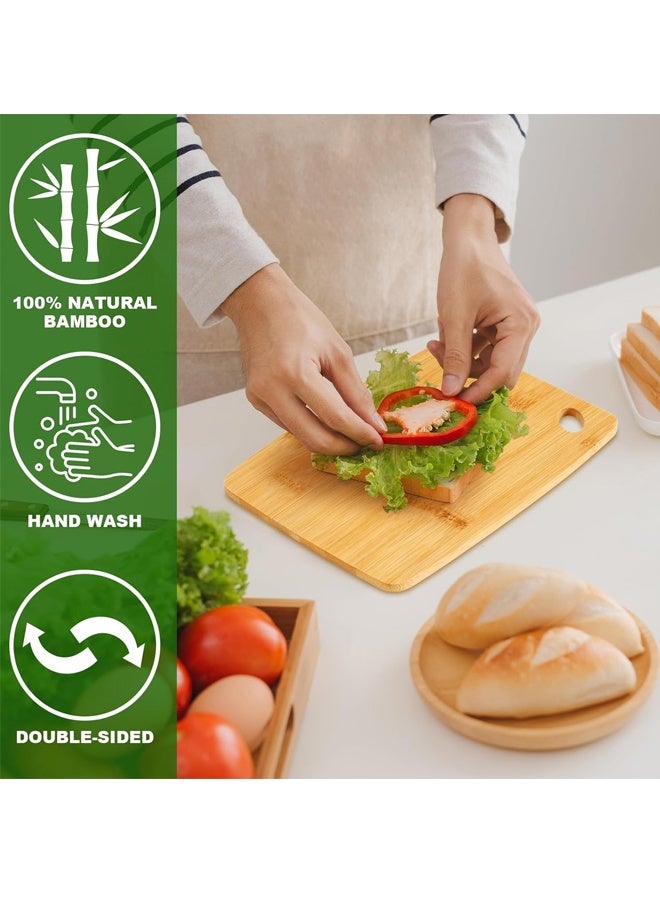 Bamboo Wood Cutting Boards ，20cm*15cm Small Kitchen Charcuterie with Hole Kitchen Serving Chopping Boards for Pizza, Bread, Charcuterie, Fruit, Vegetables - Image 3