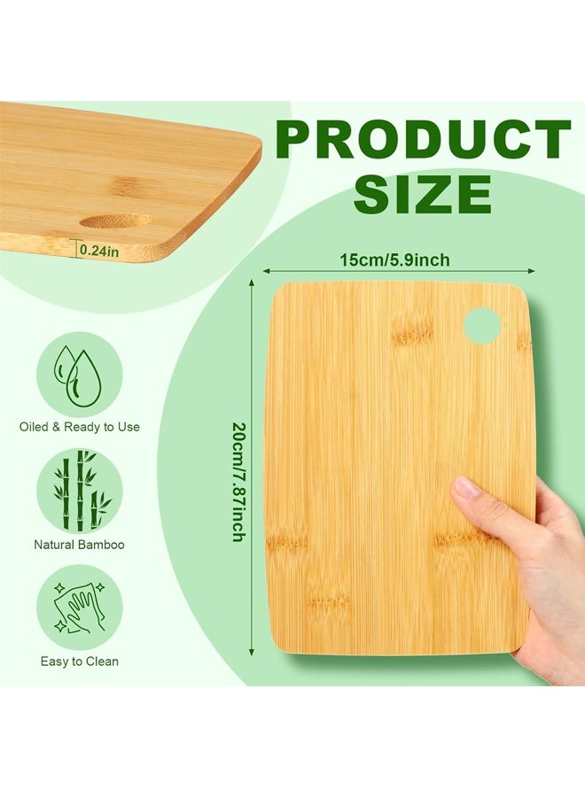 Bamboo Wood Cutting Boards ，20cm*15cm Small Kitchen Charcuterie with Hole Kitchen Serving Chopping Boards for Pizza, Bread, Charcuterie, Fruit, Vegetables - Image 2