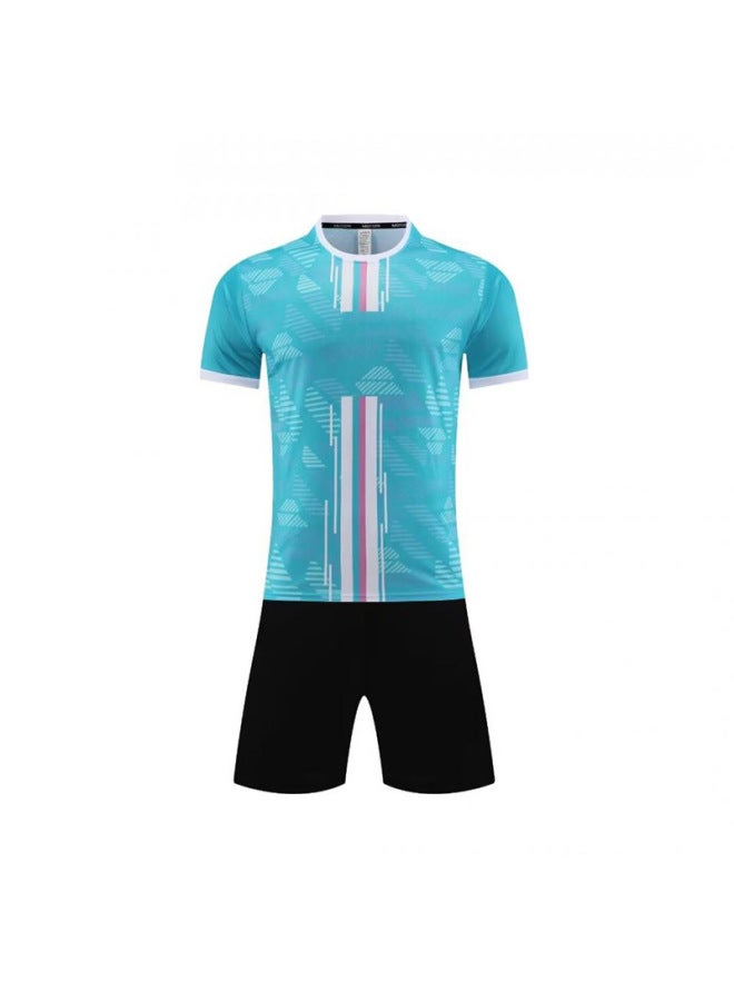 Short-Sleeved Adult and Children's Football Team Uniforms, Custom Training Suits for Men and Women - Light Blue