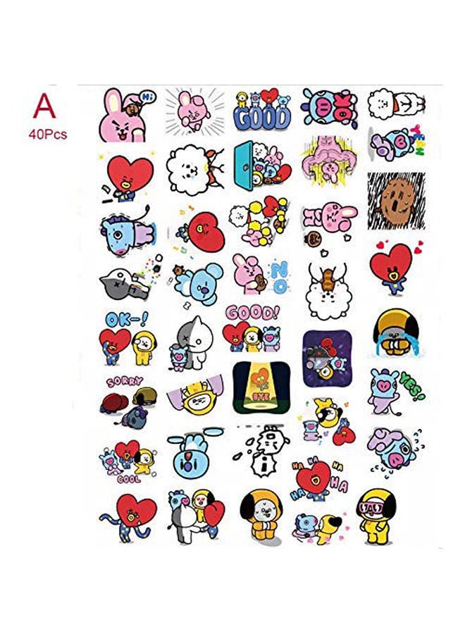 NIBEMINENT 40- Pieces Bts Bangtan Boys Waterproof Cartoon Sticker - Image 1