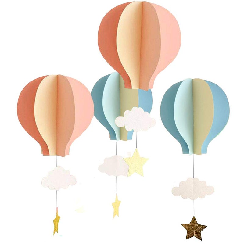 8 Pcs Large Size Hot Air Balloon 3D Paper Garland Hanging Decorations for Wedding Baby Shower Birthday Party Decorations by AZOWA