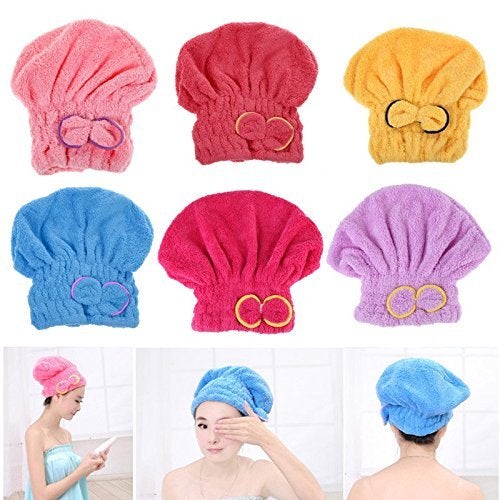 Gugzy Microfiber Hair Towel Hair Drying Towel  Home Textile Microfiber Solid Hair Turban Quickly Dry Hair Hat Wrapped Towel Bath Superfine fiber fabrics  Head Towel Wrap Random