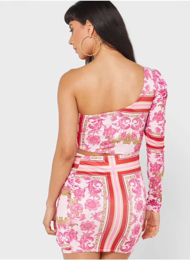 In the style One Shoulder Floral Print Tie Detail Dress