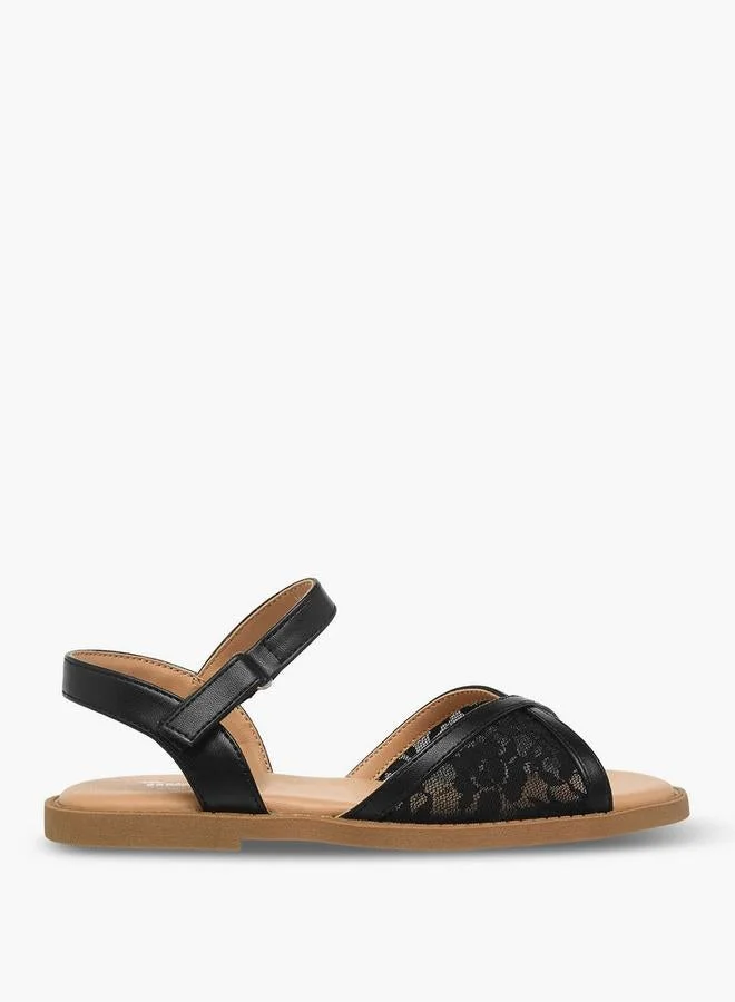 ليتل ميسي Girls Lace Detail Hook & Loop Sandals