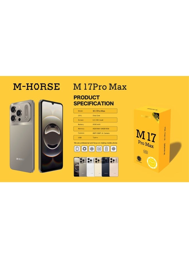 M-HORSE M17ProMax+ Smartphone, 8GB RAM, 128GB Storage, Dual SIM, 6.8-Inch AMOLED Display, Android 14, 4G LTE – White - Image 5